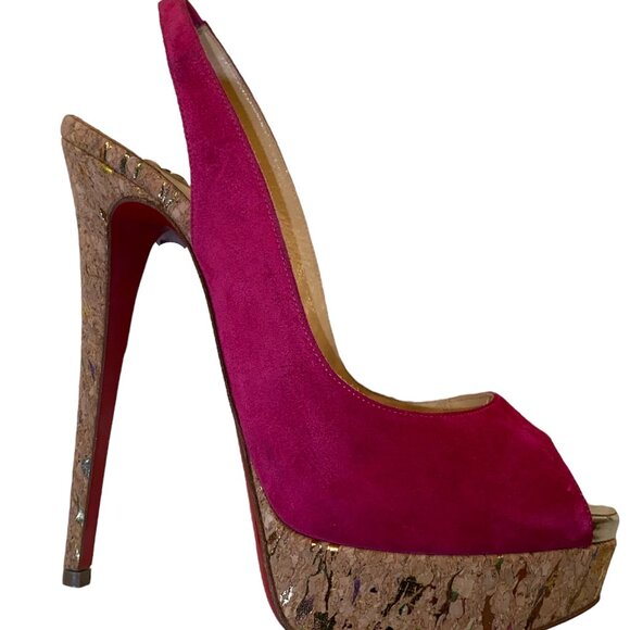 Christian Louboutin Lady Peep 150 Patent Calf ENCRE E38 US7.5 - Picture 6 of 10